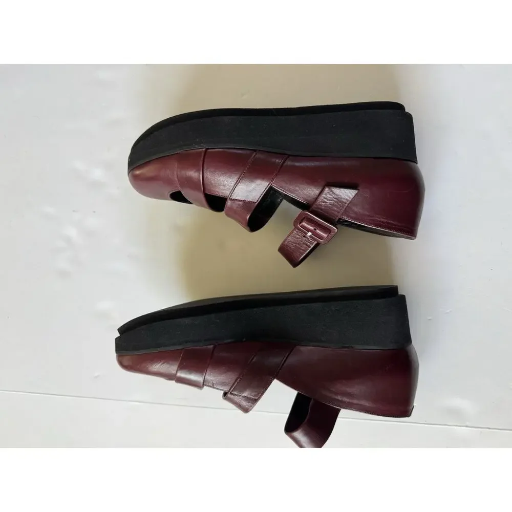 Robert Clergerie Burgundy Platform Mary Jane Pumps